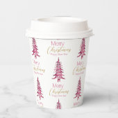 Gobelets En Papier Pagode Rouge Arbre de Noël Motif (Verso)