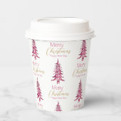 Gobelets En Papier Pagode Rouge Arbre de Noël Motif (Recto)