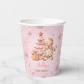 Gobelets En Papier Pain d'épices Homme Fille Baby shower de Noël rose (Verso)