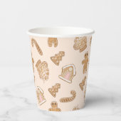 Gobelets En Papier Pain d'épices rose doux motif de Noël (Verso)