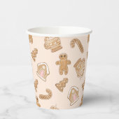 Gobelets En Papier Pain d'épices rose doux motif de Noël (Gauche)