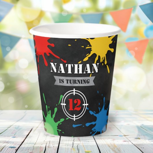 Gobelets En Papier Paintball Fun Paint Splatter Anniversaire de enfan