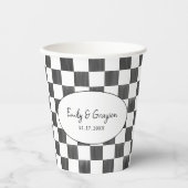 Gobelets En Papier Painted Black Checkerboard Pattern Wedding (Recto)