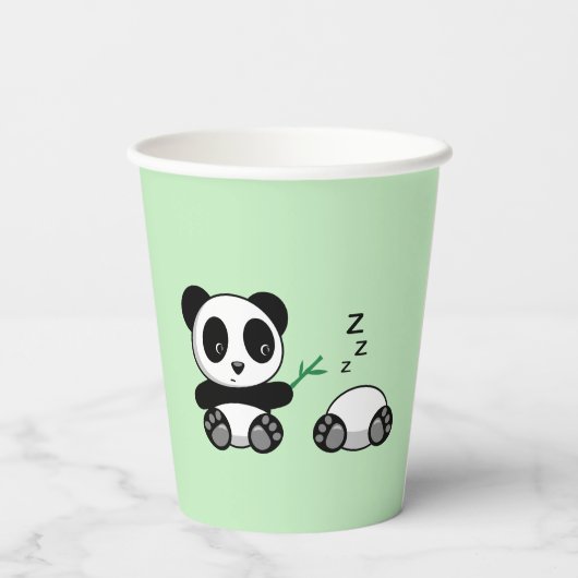 Gobelets En Papier Paire de mignons petits pandas sur vert (Verso)