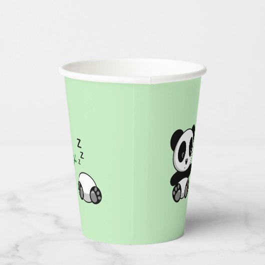 Gobelets En Papier Paire de mignons petits pandas sur vert (Droite)