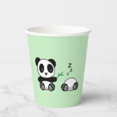 Gobelets En Papier Paire de mignons petits pandas sur vert (Recto)