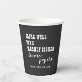 Gobelets En Papier Pairs Bien Divorce Papier Noir Juste Divorcé Parti (Recto)
