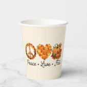 Gobelets En Papier Paix, Amour, Automne - Vibes d'automne douillettes (Verso)