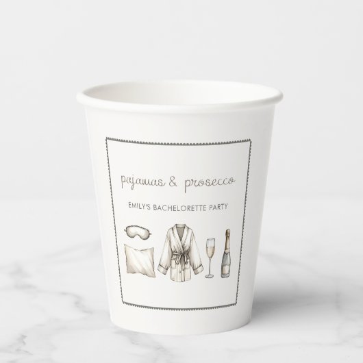 Gobelets En Papier Pajamas & Procuco Fête de Bachelorette personnalis (Recto)