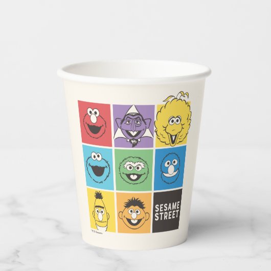 Gobelets En Papier Pal de rue Sésame | Blocs de couleurs (Recto)