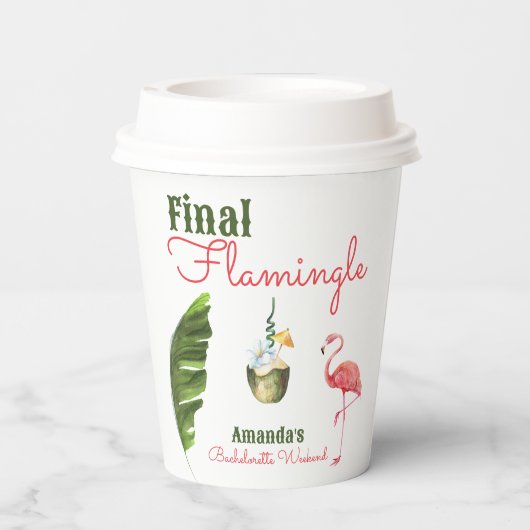 Gobelets En Papier Palm Springs Dernière Flamingle Bachelorette Party (Verso)