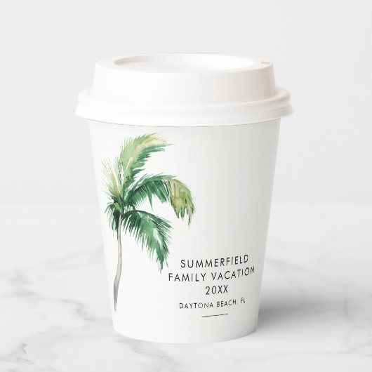 Gobelets En Papier Palm Tree Family Vacances Custom (Recto)