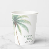 Gobelets En Papier Palm Tree Island Destination Green Wedding (Verso)