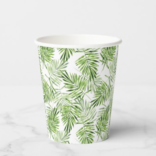 Gobelets En Papier Palm vert Feuilles (Verso)