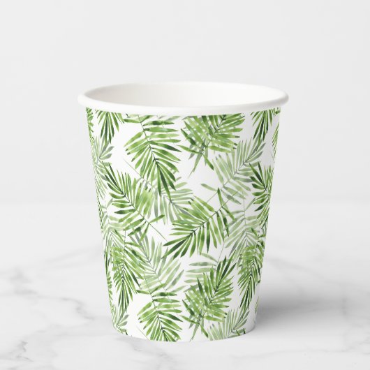 Gobelets En Papier Palm vert Feuilles (Recto)