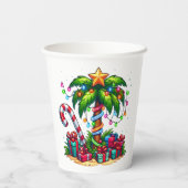Gobelets En Papier Palmier de Noël tropical (Verso)