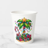 Gobelets En Papier Palmier de Noël tropical (Recto)