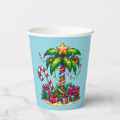 Gobelets En Papier Palmier de Noël tropical (Verso)