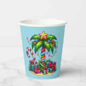 Gobelets En Papier Palmier de Noël tropical (Recto)