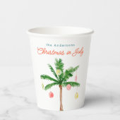 Gobelets En Papier Palmier Noël en juillet Fête d'été Watercolo (Verso)