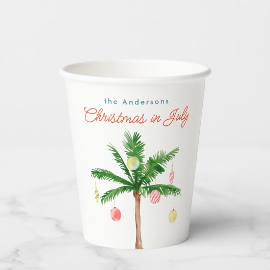 Gobelets En Papier Palmier Noël en juillet Fête d'été Watercolo (Verso)