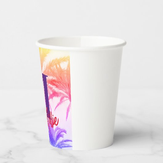 Gobelets En Papier palmier tropical d'été dans les années 80 rétro (Gauche)