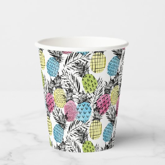 Gobelets En Papier Palmiers à grains d'ananas (Recto)