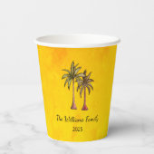 Gobelets En Papier Palmiers Tropical Gold Summer Swim Pool Party (Verso)
