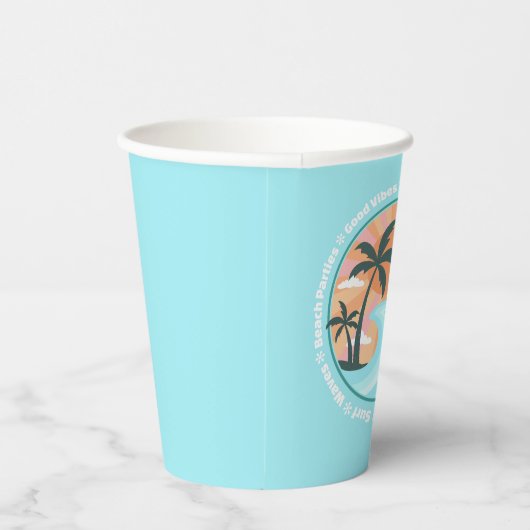 Gobelets En Papier Palmiers tropicaux Hawaiian Island Good Vibes (Droite)