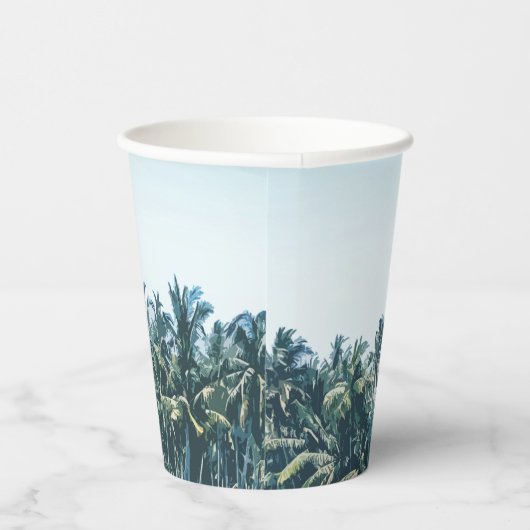 Gobelets En Papier Palmiers tropicaux & Plage Destination Mariage (Droite)