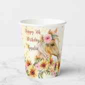 Gobelets En Papier Palomino avec tournesol cheval fête d'anniversaire (Verso)
