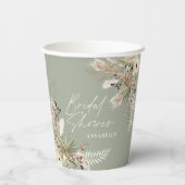 Gobelets En Papier Pampas douche nuptiale eucalyptus moderne sauge ve (Verso)