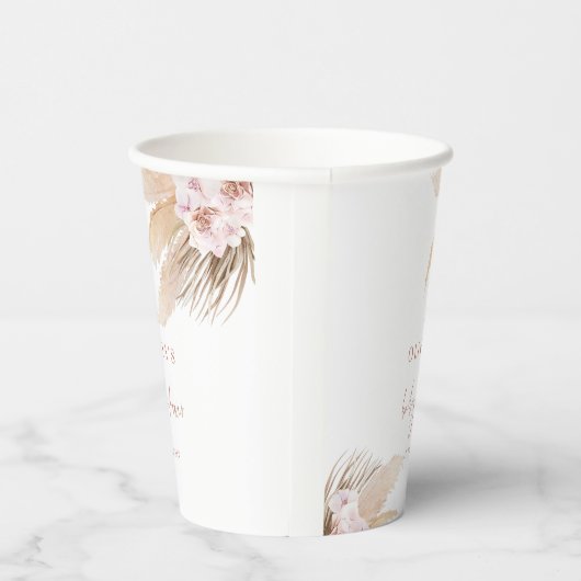 Gobelets En Papier Pampas herbe baby shower boho (Droite)