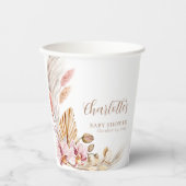 Gobelets En Papier Pampas rose bohème | BABY SHOWER (Recto)