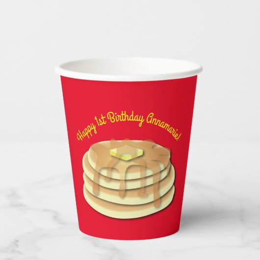 Gobelets En Papier Pancake Anniversaire Fête Flapjack Cute Enfants (Recto)