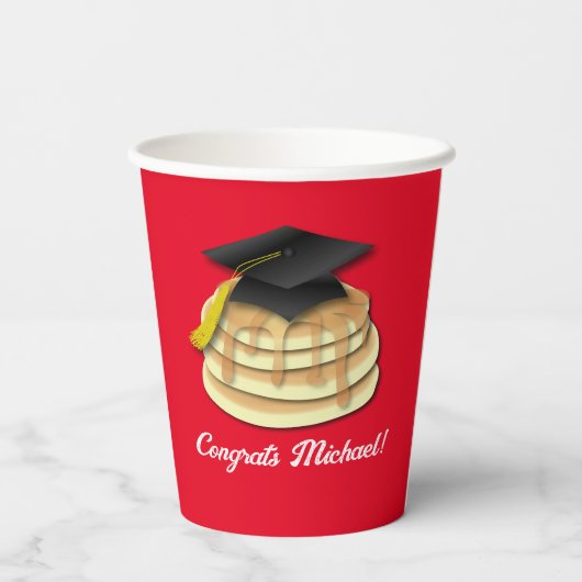 Gobelets En Papier Pancake Brunch Graduation Party Invitation (Verso)