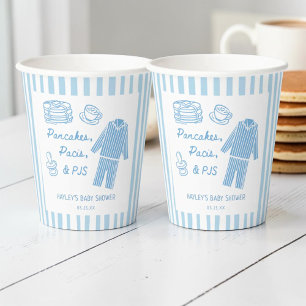 Gobelets En Papier Pancakes, Pacis & PJs Fête Prénatale pour Garçon