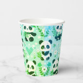 Gobelets En Papier Panda Bear Motif Vert Imprimer (Verso)