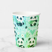 Gobelets En Papier Panda Bear Motif Vert Imprimer (Droite)