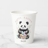 Gobelets En Papier Panda de Pâques ours aquarelle florale (Recto)