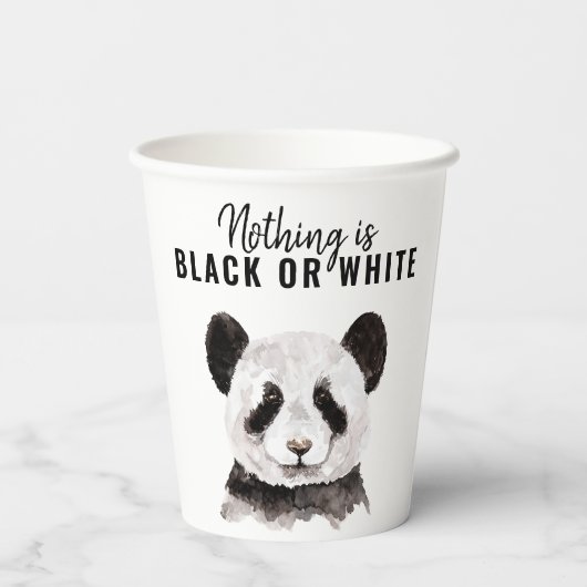 Gobelets En Papier Panda Funky Moderne Noir Et Blanc Avec Citation (Verso)