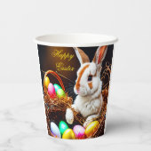 Gobelets En Papier Panier et oeufs de lapin de Pâques (Verso)