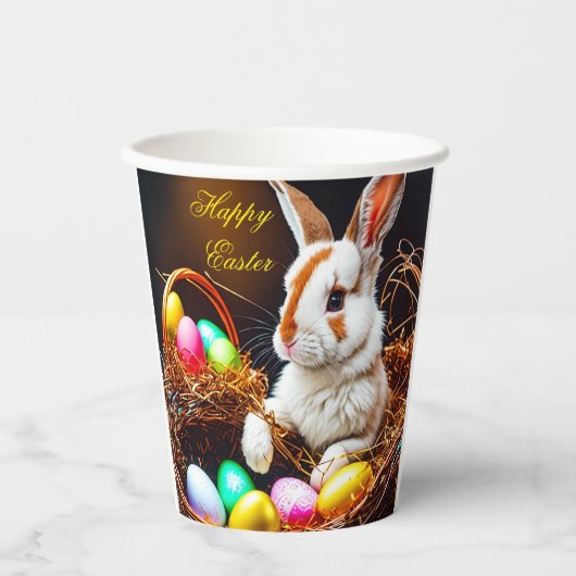 Gobelets En Papier Panier et oeufs de lapin de Pâques (Recto)
