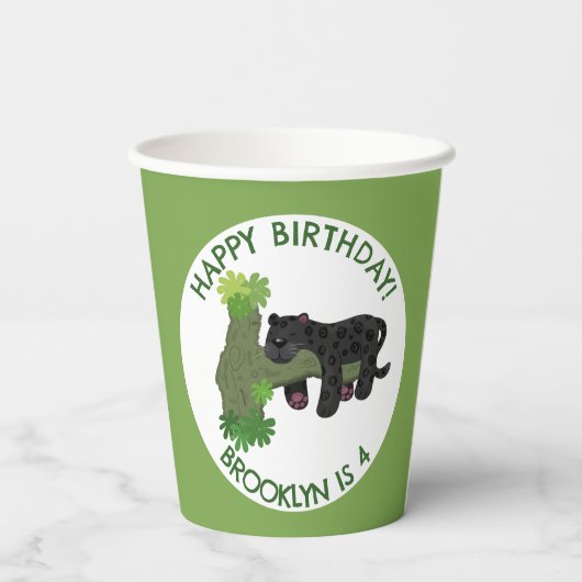 Gobelets En Papier Panthère noire Jaguar dessin animé personnalisé an (Verso)