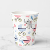 Gobelets En Papier Paper Cup Baby Stroller Stork Elephant Hearts  (Recto)