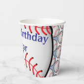Gobelets En Papier Paper Cup Blue White Stripe Birthday Baseball (Verso)