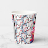 Gobelets En Papier Paper Cup Blue White Stripe Birthday Baseball (Droite)
