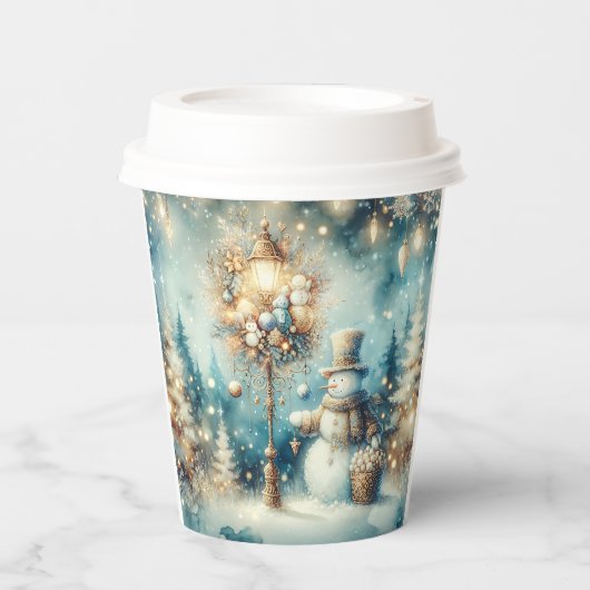 Gobelets En Papier Paper cup-Vintage Christmas Snowman (Recto)