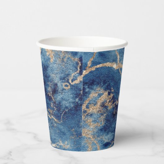 Gobelets En Papier Paper Cups (236 ml) - Blue & Gold Pattern (Droite)