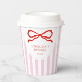 Gobelets En Papier  Paper Cups Baby's first birthday with soft pink. (Recto)